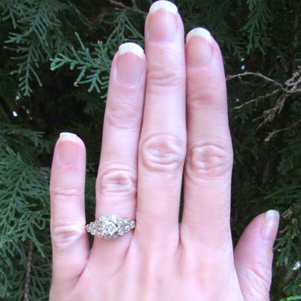 RESERVED..Engagement ring, antique engagement ring, Art Deco diamond engagement ring