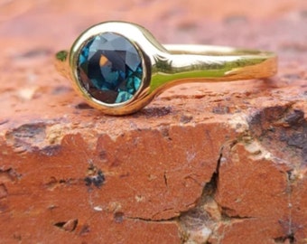 Australian blue sapphire ring, Parti sapphire ring, sapphire solitaire ring, sapphire engagement ring, Australian sapphire ring, bezel ring