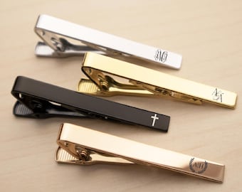 Clip de corbata con caja de madera, regalo de acero inoxidable para padrinos de boda