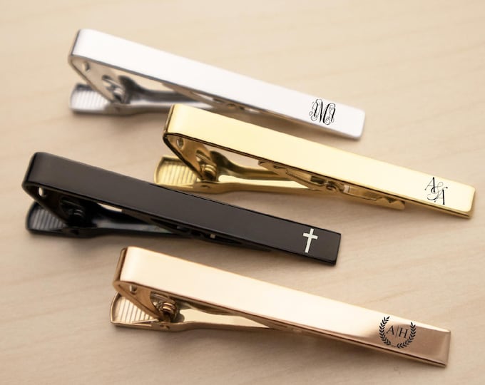 Tie Clip with woodbox, Stainless Steel Groomsmen Gift