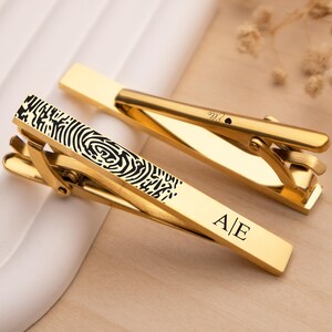Custom Fingerprint Thick Tie Clip, Personalized Wedding Gift for Groom, Husband, Dad