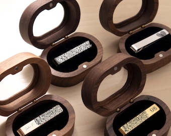 Personalized Fingerprint Tie Clip, Custom Engraved Stainless Steel Tie Bar, Groom Wedding Gift