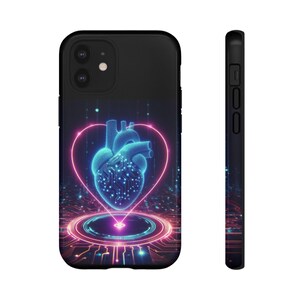 Futuristic Phone Case with Heart Design, Tech Lover Gift, Valentine's Day, Cyberpunk Aesthetic, Smartphone Accessory