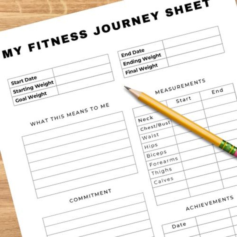 My Fitness Journey Sheet | Home / Office Workout | Digital Product ...