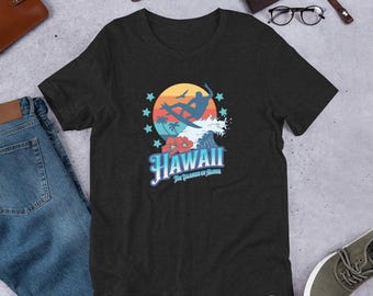 Hawaii Surfing T-Shirt | Islands of Aloha Tee | Retro Surf Vibes | Vintage Aloha Surf Tee | Hawaiian Surf Culture Shirt