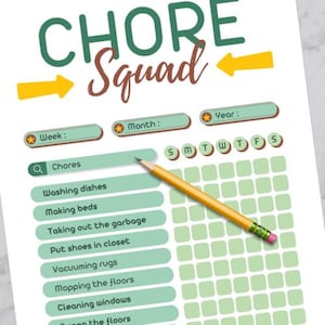 Chore Squad Kids Weekly Chore Checklist Daily Routine | Printable | US Letter 8.5in x11in