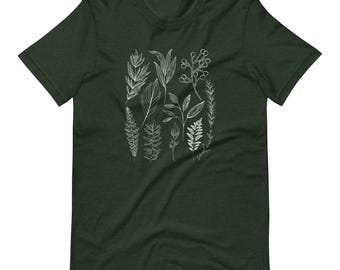 Botanical Line Art Shirt, Minimalist Plant Tee, Cottagecore Botanical Shirt, Nature Lover Gift, Floral Outline Tee, Boho Plant Shirt