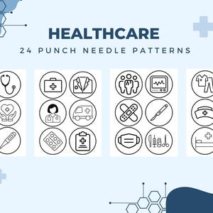 24 Punch needle embroidery patterns for mug rugs, coasters, ornaments etc... 3.4 inches.  Printable file