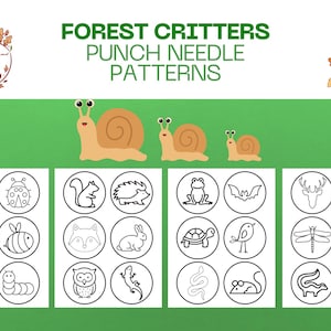 24 punch needle embroidery patterns/templates for mug rug/coaster/ornament. 3.4 inches, printable A4 PDF document