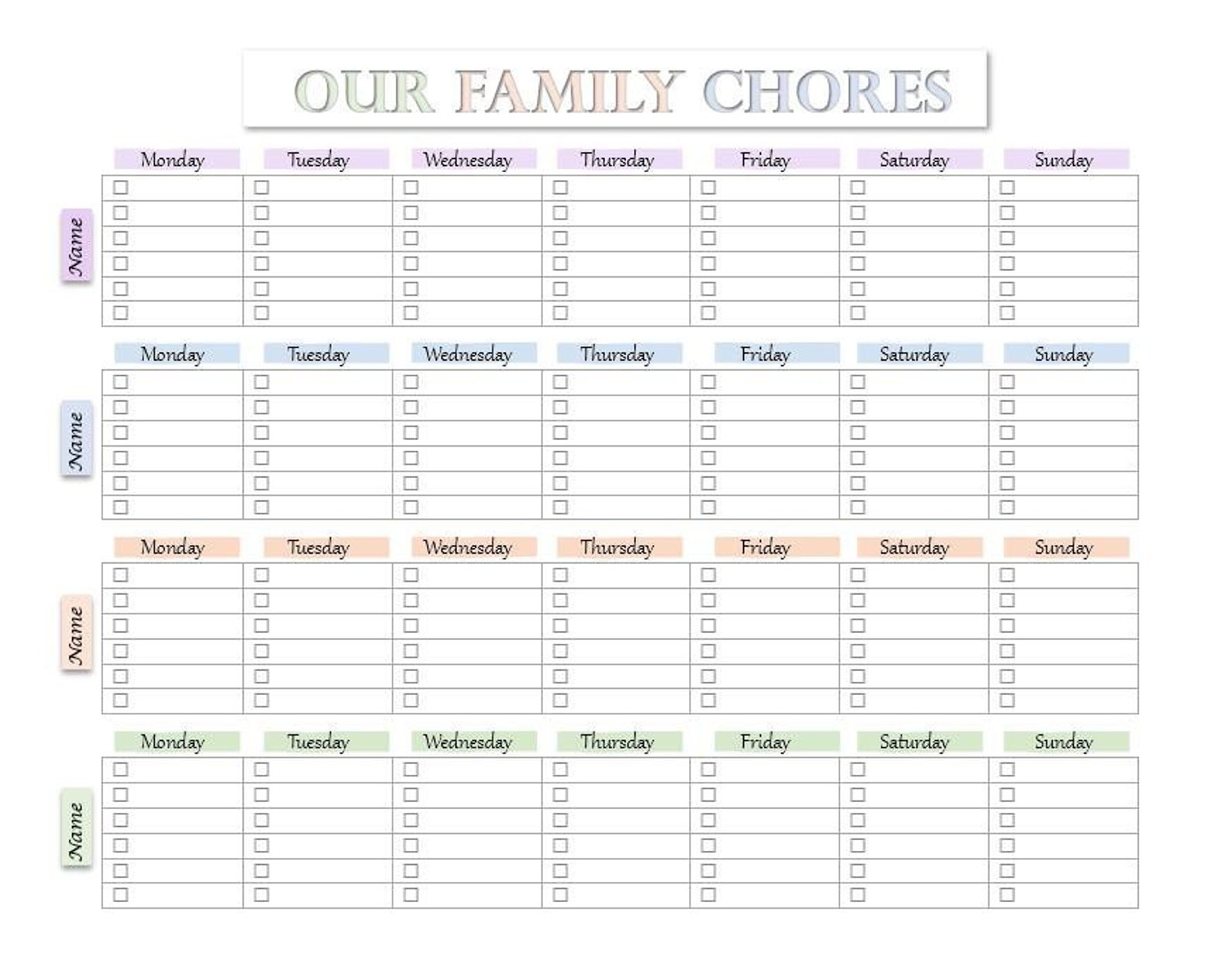 Family Chore Chart Bundle - Etsy