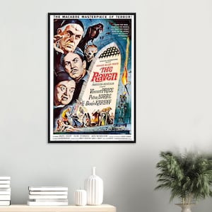 Póster de la película El Cuervo / Impresión vintage de terror clásico / Vincent Price Edgar Allan Poe Art / Descarga digital