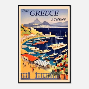 Vintage Athens Travel Poster | Retro Greece Wall Art | Classic European Travel Print