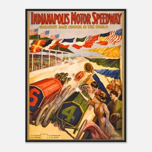 Indianapolis Motor Speedway Poster | 1909 Vintage Racing Print | Classic Auto Racing Wall Art | Digital Download