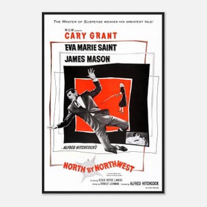 North by Northwest Poster | 1959 Hitchcock Movie Print | Vintage Cary Grant Thriller Wall Art | Digital Download