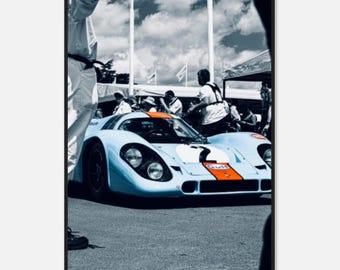 Porsche 917K Poster | Vintage Rennauto Wand Kunst | Klassischer Le Mans Motorsport Druck