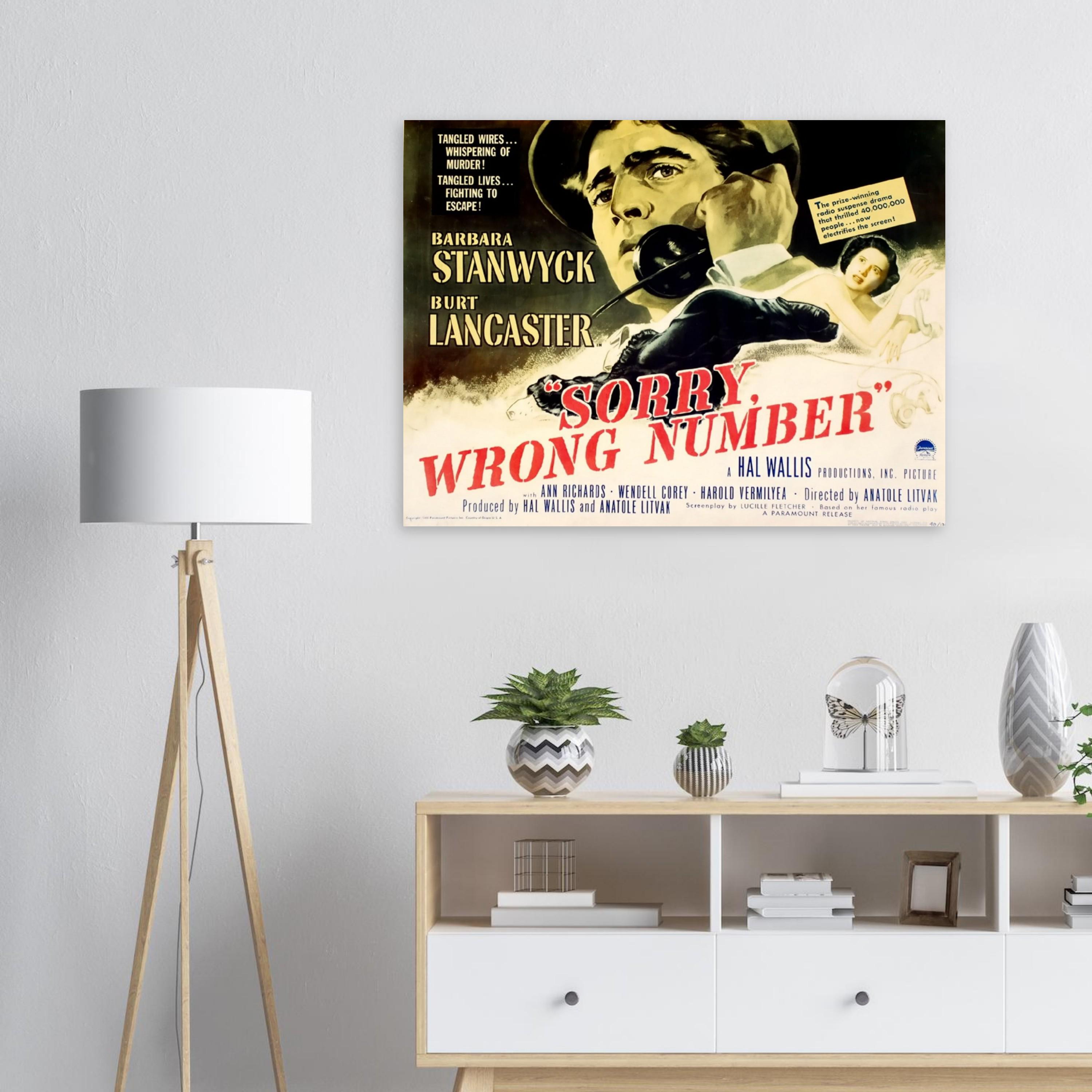 Sorry, Wrong Number Movie Poster – 1948 Noir Thriller Print