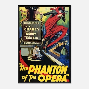 Phantom of the Opera 1925 Poster | Lon Chaney Vintage Horror Print | Classic Silent Film Wall Art | Digital Download