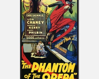 Phantom of the Opera 1925 Poster | Lon Chaney Vintage Horror Print | Classic Silent Film Wall Art | Digital Download