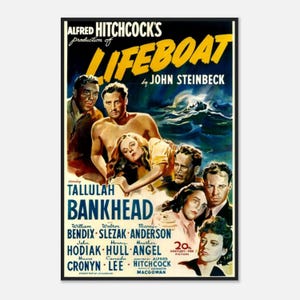 Lifeboat Movie Poster – 1944 Hitchcock WWII Thriller Print – Vintage Classic Film Wall Art - Digital Download