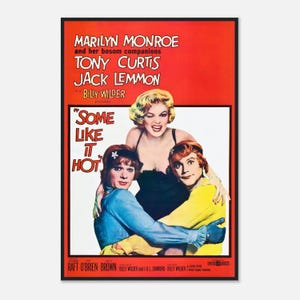 Some Like It Hot Poster | 1959 Marilyn Monroe Print | Vintage Comedy Movie Wall Art | Digital Download
