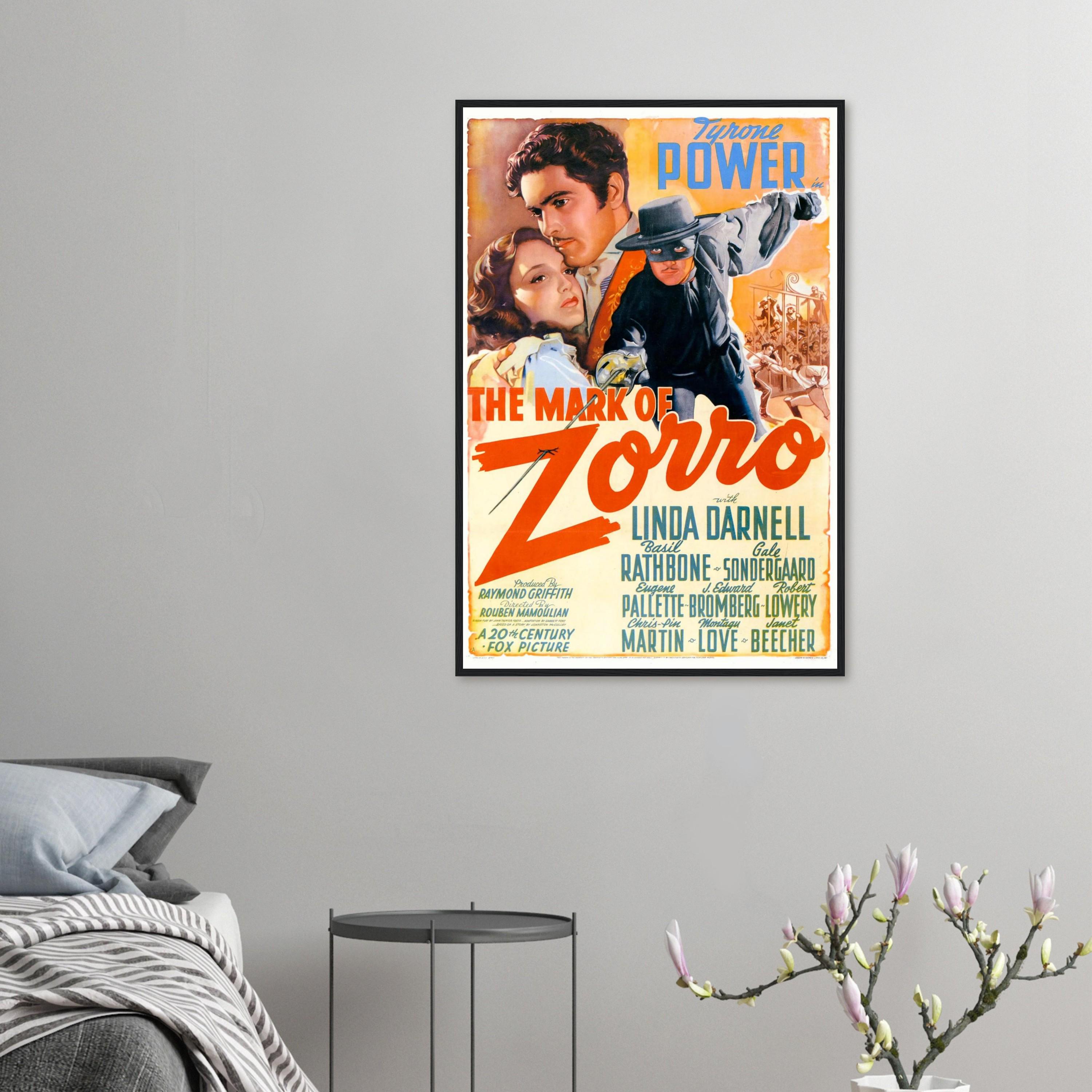The Mark of Zorro Poster | 1940 Tyrone Power Movie Print | Classic