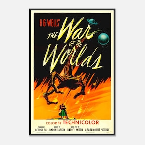 War of the Worlds Poster | 1953 Vintage Sci-Fi Print | Classic Alien Invasion Movie Wall Art