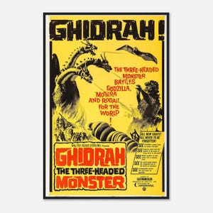 Ghidrah The Three-Headed Monster Poster | 1964 Kaiju Movie Print | Vintage Godzilla Wall Art | Digital Download