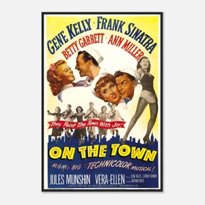 On the Town Poster | 1949 Gene Kelly & Frank Sinatra Musical | Vintage Classic Movie Wall Art | Digital Download