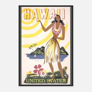 Vintage Hawaiian Poster | Retro Hawaii Travel Print | Classic Island Wall Art | Digital Download