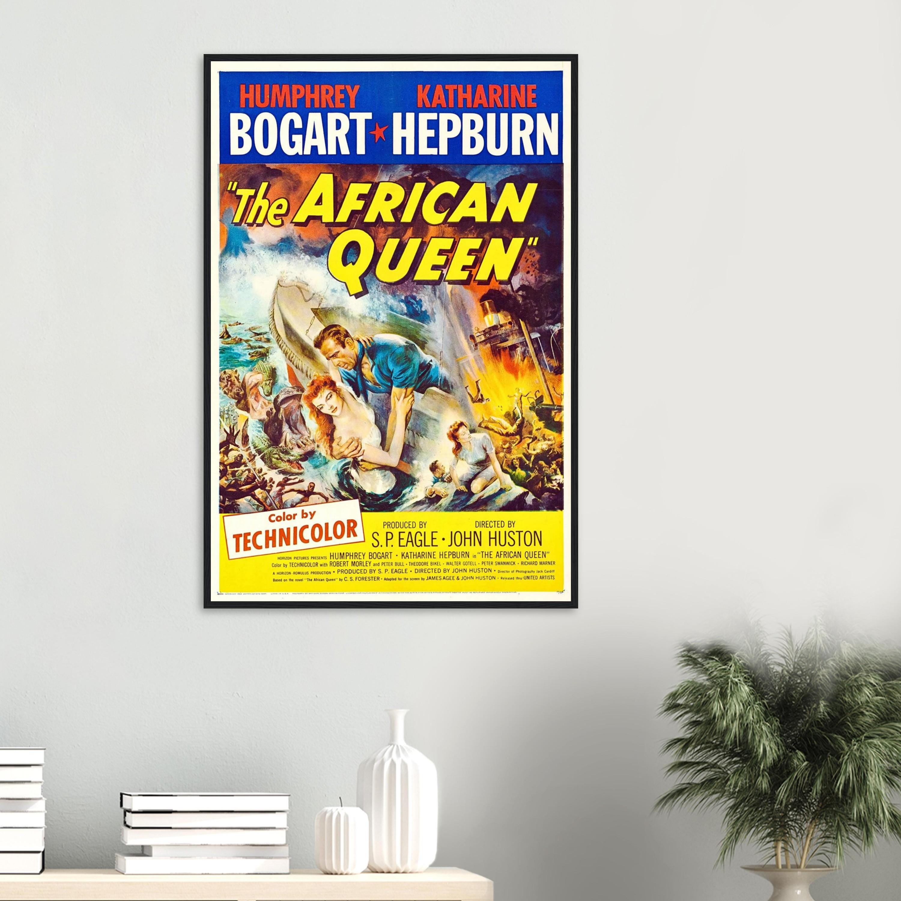 The African Queen Poster | 1951 Bogart & Hepburn Print | Vintage