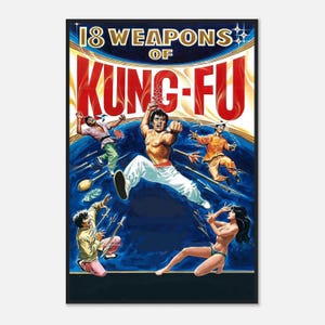 18 Weapons of Kung Fu Poster | Vintage Martial Arts Movie Art | Classic Kung Fu Film Decor