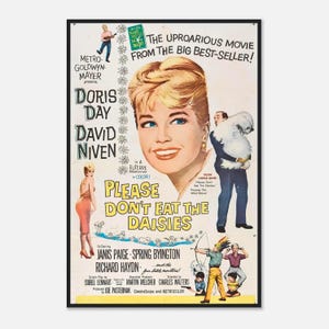 Please Don’t Eat the Daisies Poster | 1960 Vintage Comedy Movie Print | Doris Day & David Niven Wall Art | Digital Download