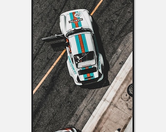 Martini Racing Porsche-poster | Vintage motorsport kunst aan de muur | Print klassieke raceauto