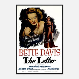 Póster de la película "La Carta" - Impresión de cine negro de 1940 - Arte mural vintage de Bette Davis