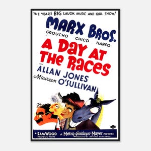 A Day at the Races Poster | 1937 Marx Brothers Movie Print | Vintage Comedy Film Wall Art