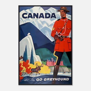 Canada Go Greyhound Travel Poster | Vintage Bus Travel Print | Retro Canada Wall Art | Digital Download