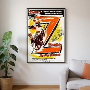 Zorro Rides Again Movie Poster – Vintage Western Serial Wall Art Print | Digital Download