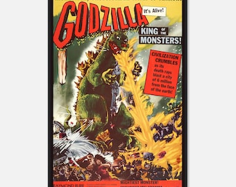 Godzilla King of the Monsters Poster  1956 American Vintage Sci-Fi Wall Art