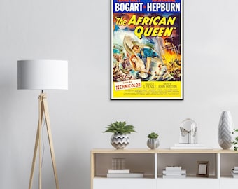 The African Queen Poster | 1951 Bogart & Hepburn Print | Vintage