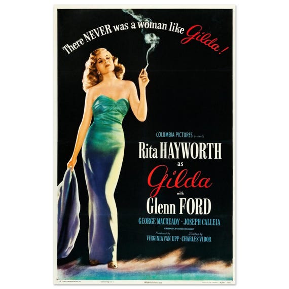 Gilda Poster | 1946 Rita Hayworth Film Noir Print | Vintage