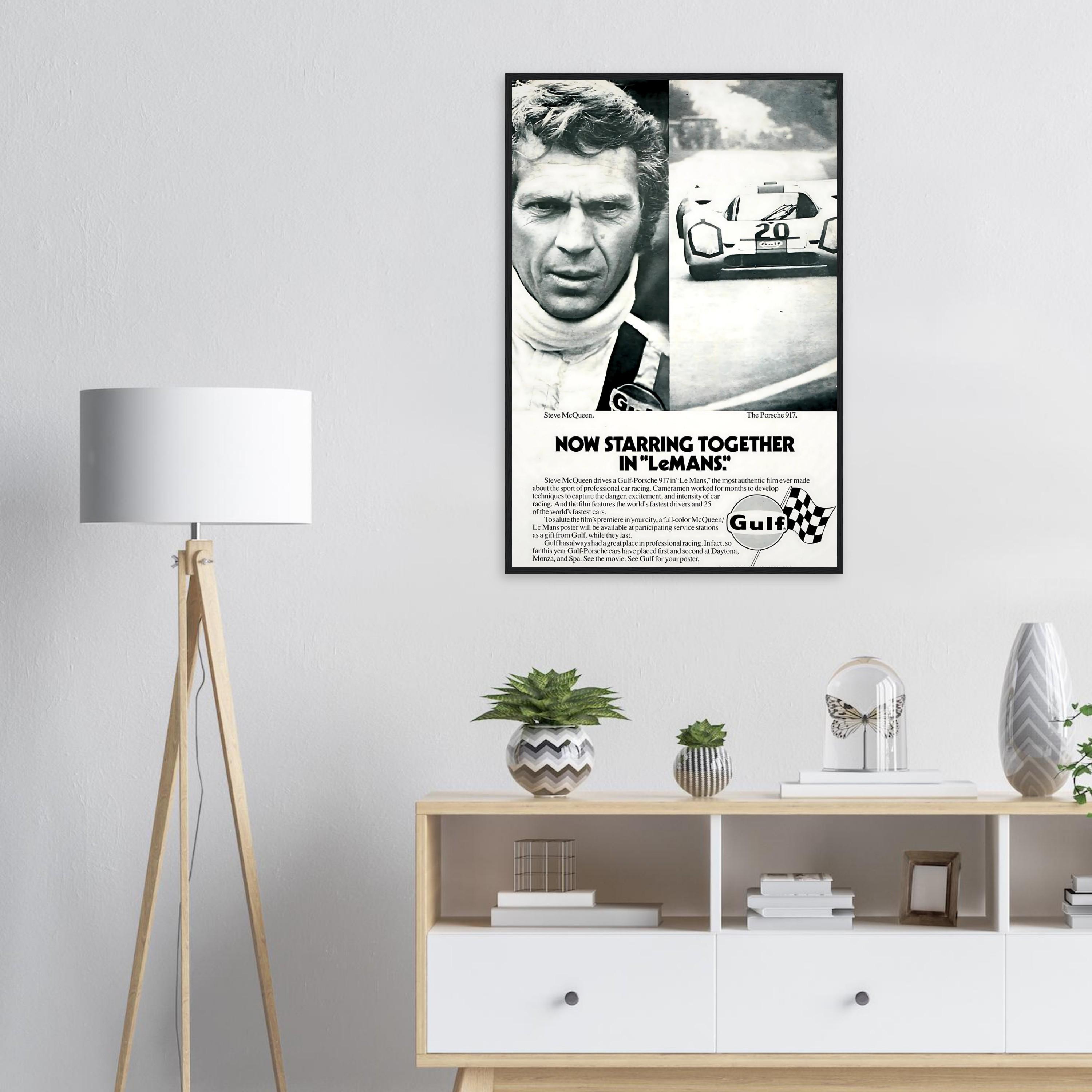 Poster Sur Toile Steve McQueen 'Le Mans' - Prêt à Accrocher - Format A0 (91x61cm)