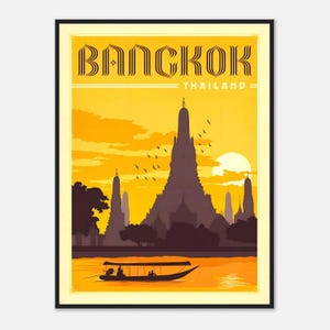 Bangkok Thailand Travel Poster – Vintage Southeast Asia Wall Art Print