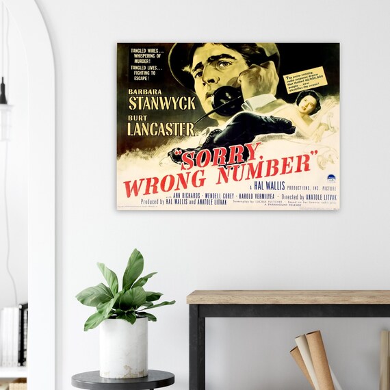 Sorry, Wrong Number Movie Poster – 1948 Noir Thriller Print