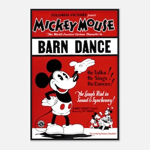 Mickey Mouse &quot;The Barn Dance&quot; Vintage Poster | Classic Disney Wall Art | Digital Download