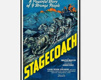 駅馬車 1939年映画ポスター：ジョン・ウェイン西部劇レトロアート