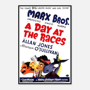 A Day at the Races Poster | 1937 Marx Brothers Movie Print | Vintage Comedy Film Wall Art | Digital Download