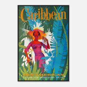 Cartaz de Viagem Pan-Americana e Caribenha – Impressão de Parede Vintage de Companhia Aérea | Download Digital