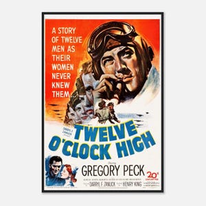 Twelve O’Clock High Poster | 1949 Gregory Peck War Film Print | Vintage WWII Movie Wall Art | Digital Download