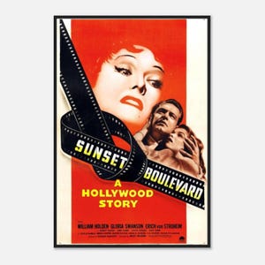 Sunset Boulevard Movie Poster – 1950 Film Noir Print – Classic Hollywood Wall Art