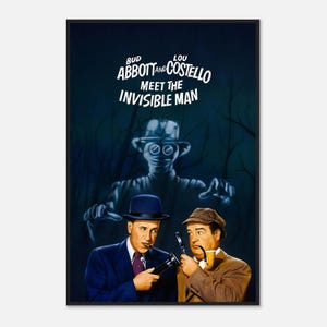 Abbott and Costello Meet the Invisible Man Poster | Vintage Horror Comedy Print | Classic Movie Wall Art 2
